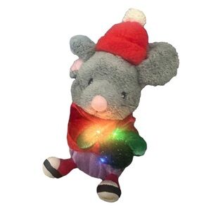 Gemmy Dancing Mouse Christmas Ho Ho Ho Animated Sings  & Lights 8” Tested Works